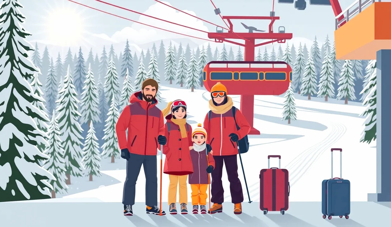 Lyžiar na upravenej zjazdovke v bulharskom stredisku Bansko s výhľadom na pohorie Pirin