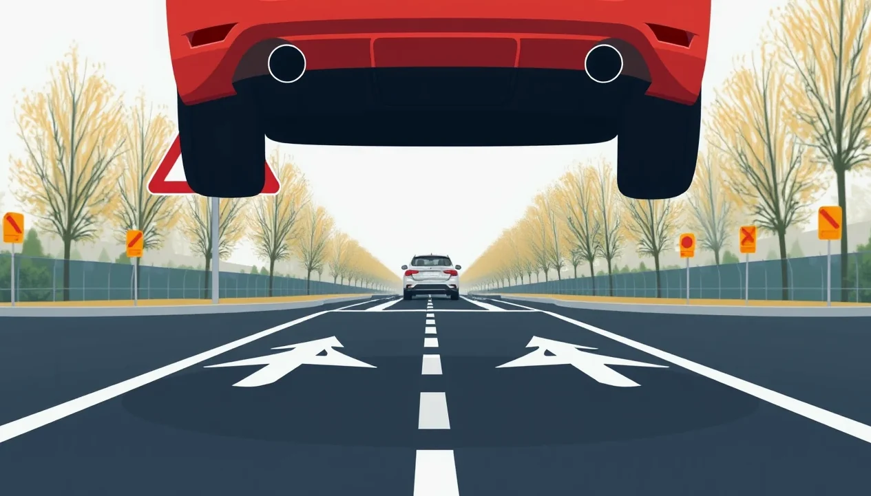Dva osobné automobily stojace po menšom náraze pri výjazde z kruhového objazdu