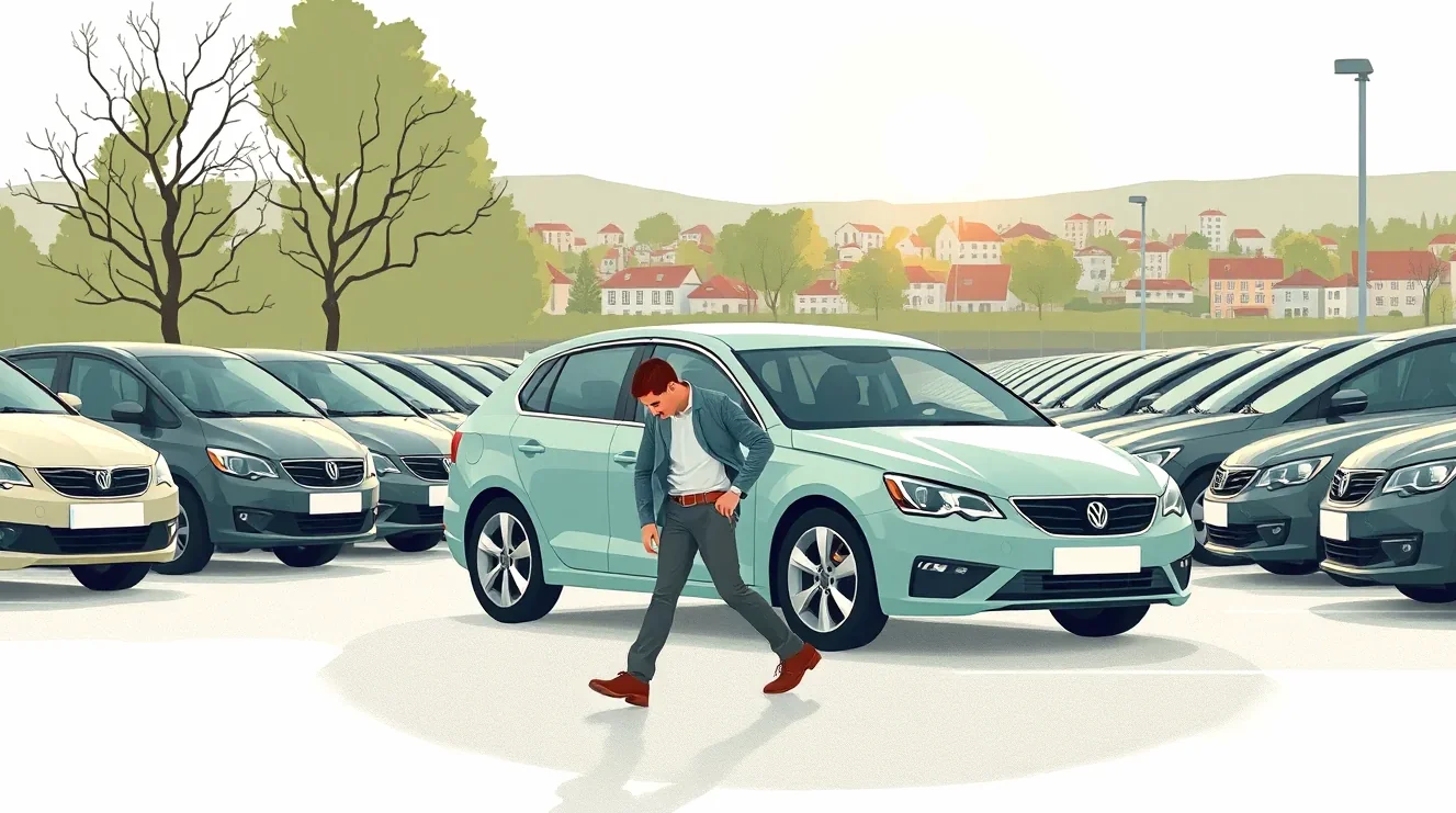 Nový automobil zaparkovaný pred autosalónom pripravený na odovzdanie majiteľovi
