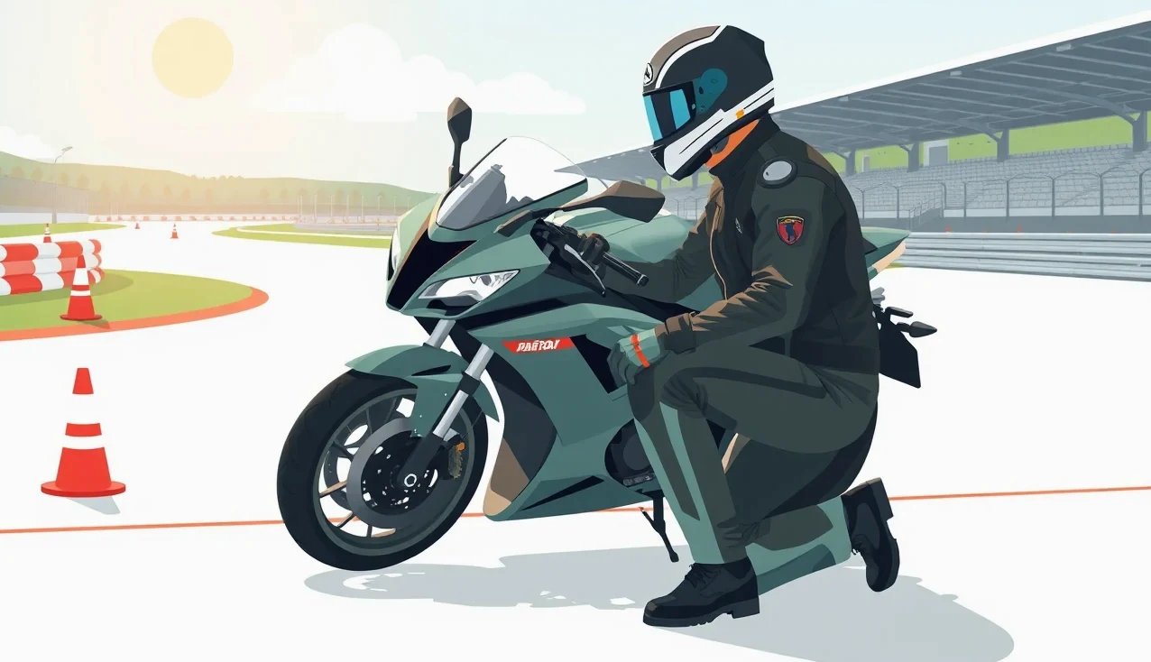 Havarovaný motocykel s poškodeným predným kolesom a vidlicou pri krajnici cesty