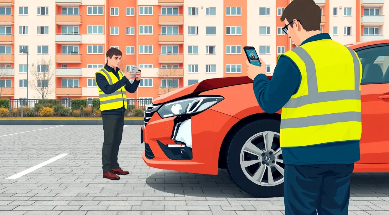 Mechanik v autoservise preveruje deformácie podvozka a nosníkov havarovaného auta na zdviháku