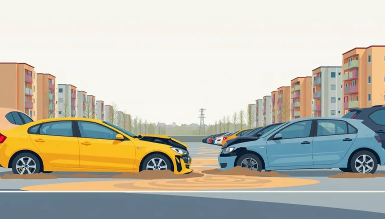 Osobné auto stojace v hlbokej vode v zaplavenom cestnom podjazde